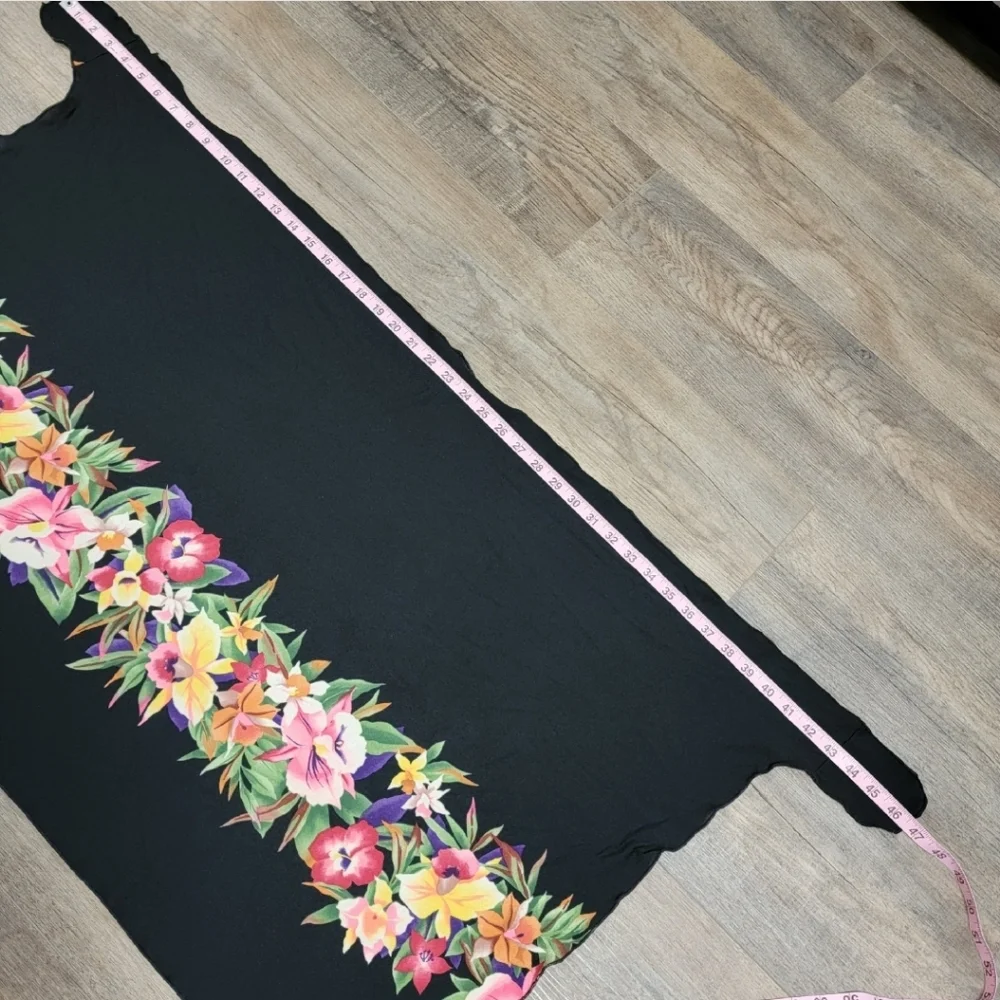 Vintage Jantzen Sarong Cover Up OS Black Pink Floral Hawaiian Tie Closure